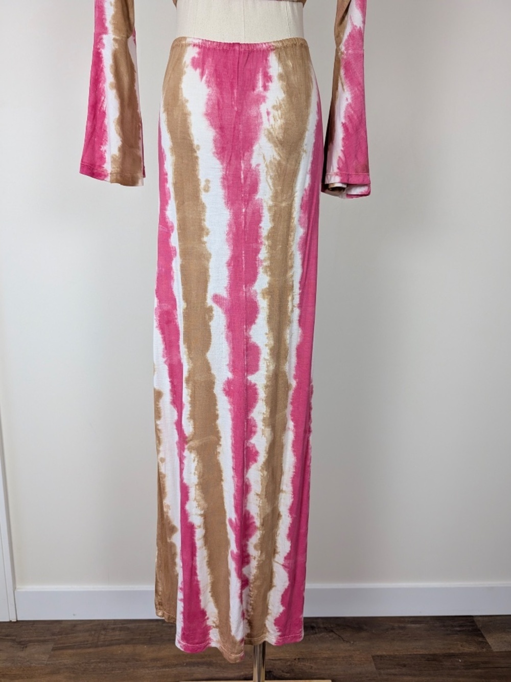 Tie Die Maxi Dress Open Back Size Small Long Sleeve Resort - Picture 16 of 16